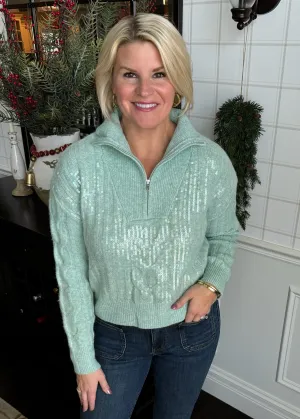 Mint Sequin Sweater