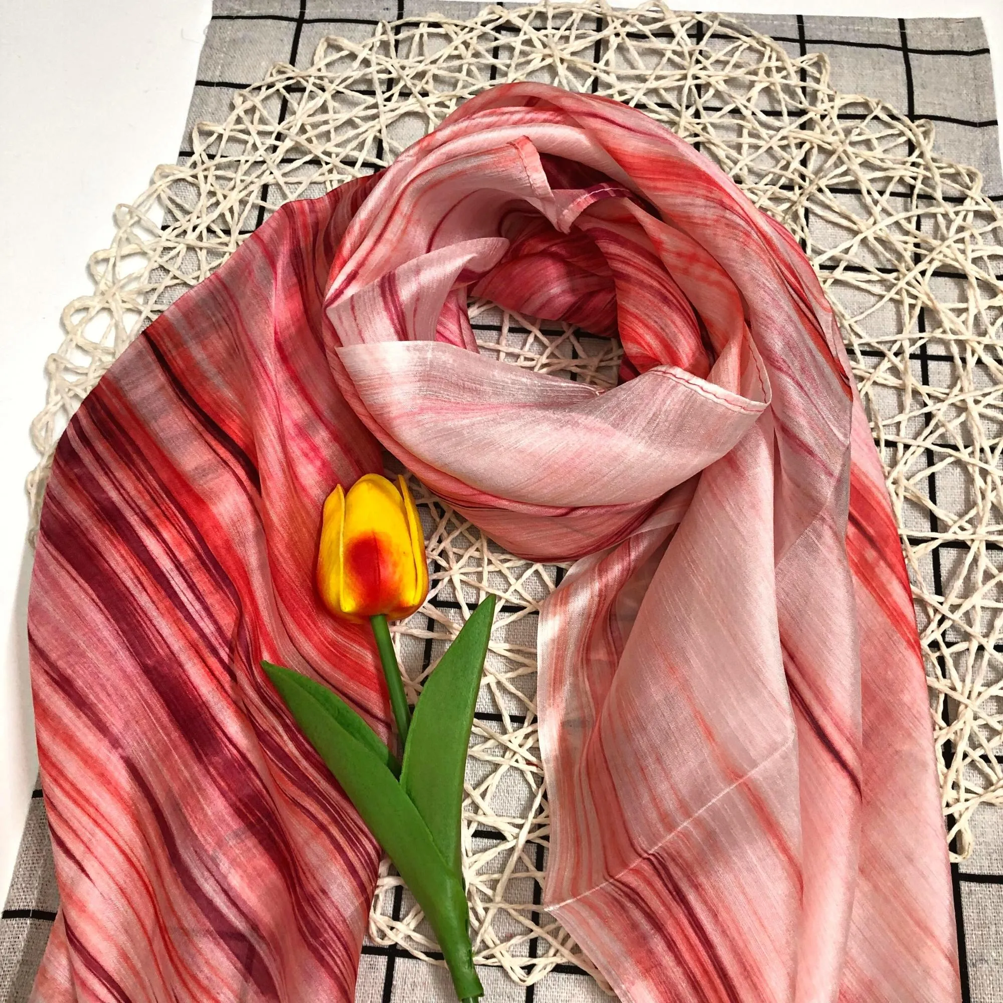 100% MULBERRY SILK SCARF - Pure mulberry silk - Pink Square Scarf - Women's Scarves - Fashion Scarf - Luxury Scarf - Gift for women