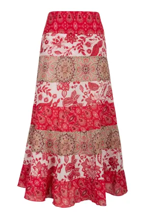 100% printed Cotton Skirt | RED MULTI | 8371AR