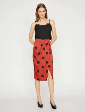 12300 Brown Patterned Midi Skirt