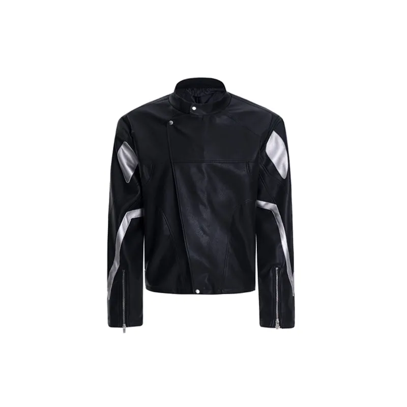 【24s Aug.】Diagonal Zipper Short Leather Biker Jacket