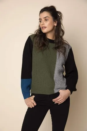 27 Miles - Jessie color block sweater in black