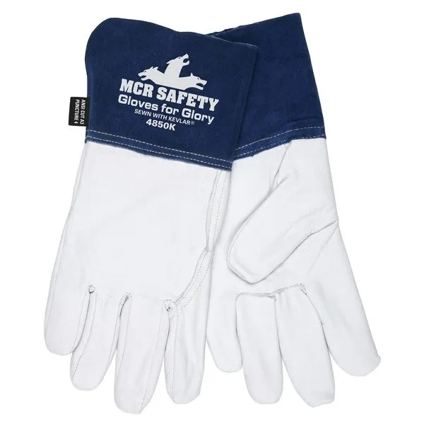 4850KS MCR Safety Gloves for Glory Welding Gloves, Small, Leather, White