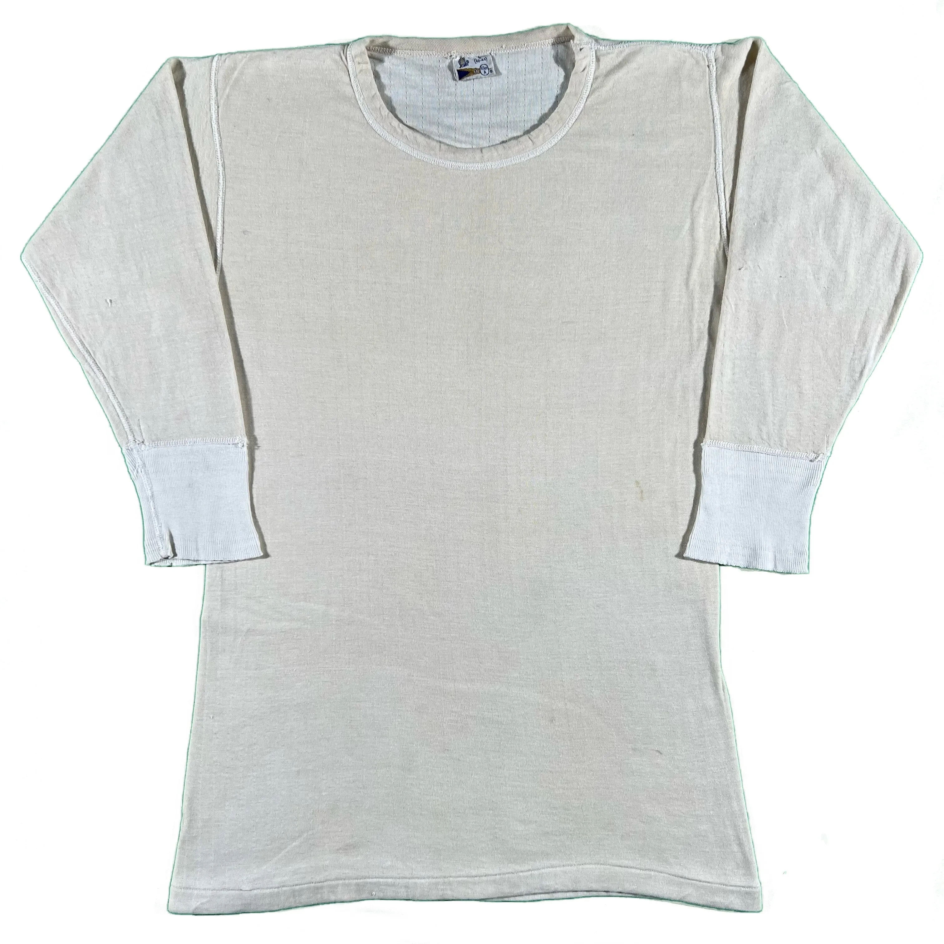 60s Cotton Cream Thermal Shirt- M