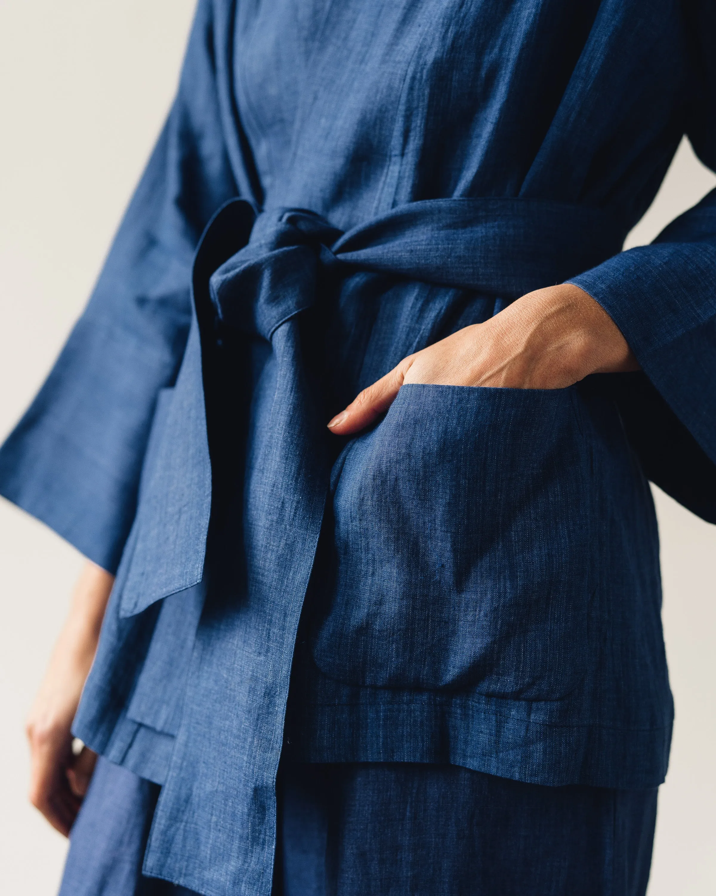 7115 Linen Kimono Jacket, Indigo