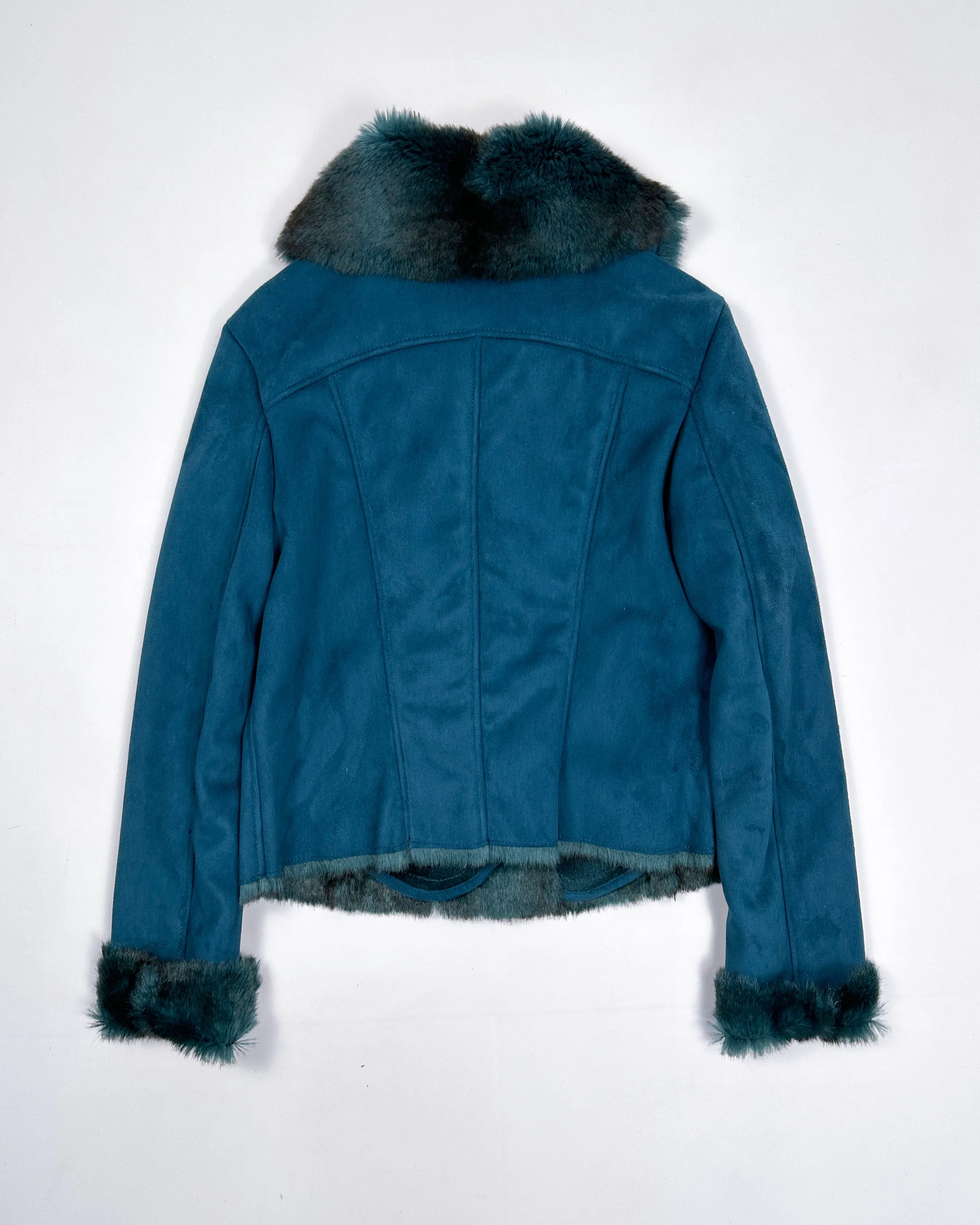 Adolfo Dominguez Blue Fur Cropped Jacket 1990's