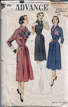 Advance 5871 Ladies Tent Dress Vintage Sewing Pattern 1950s Unprinted