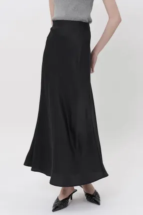 Alonda Maxi Satin Skirt In Black