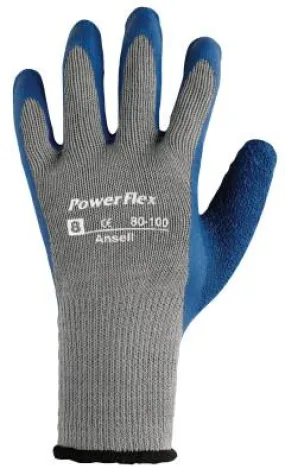 Ansell PowerFlex Gloves, 7, Blue/Gray, 80-100-7