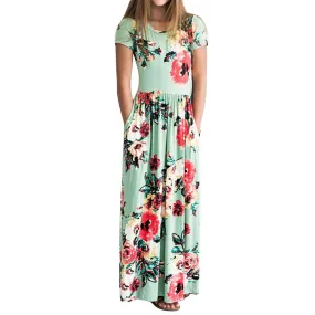 Aqua Floral Maxi Dress