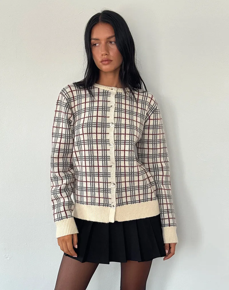 Arlene Cardigan Checked Knit Cream