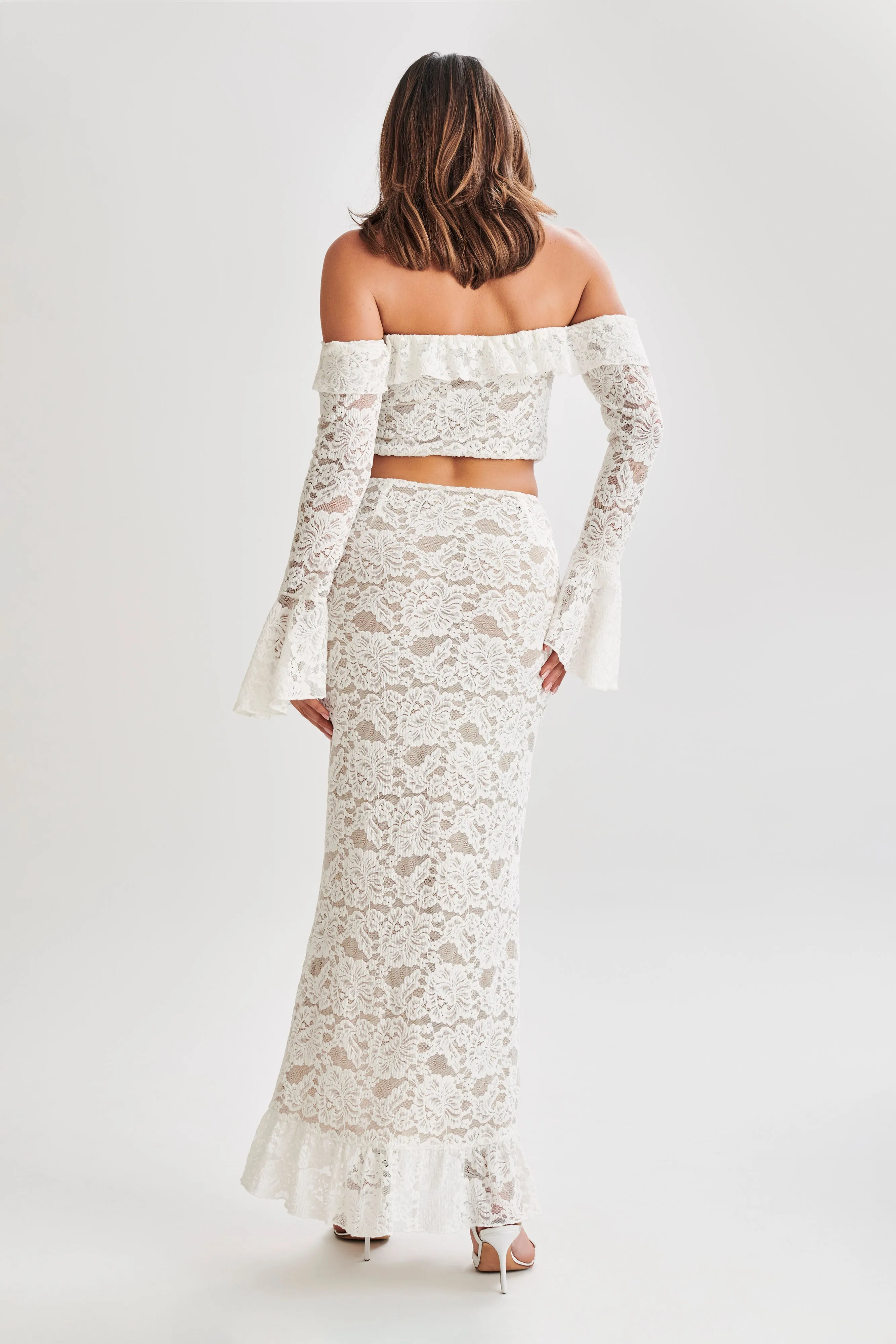 Artemis Lace Plisse Maxi Skirt - Ivory