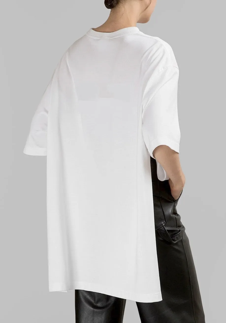 Asymmetrical Side Big Slit Viscose Cotton Oversized Relax Fit Top