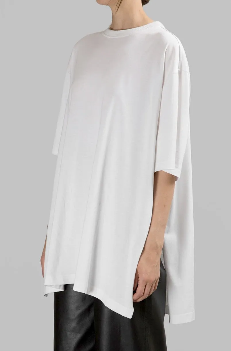 Asymmetrical Side Big Slit Viscose Cotton Oversized Relax Fit Top