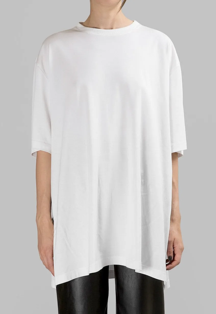 Asymmetrical Side Big Slit Viscose Cotton Oversized Relax Fit Top