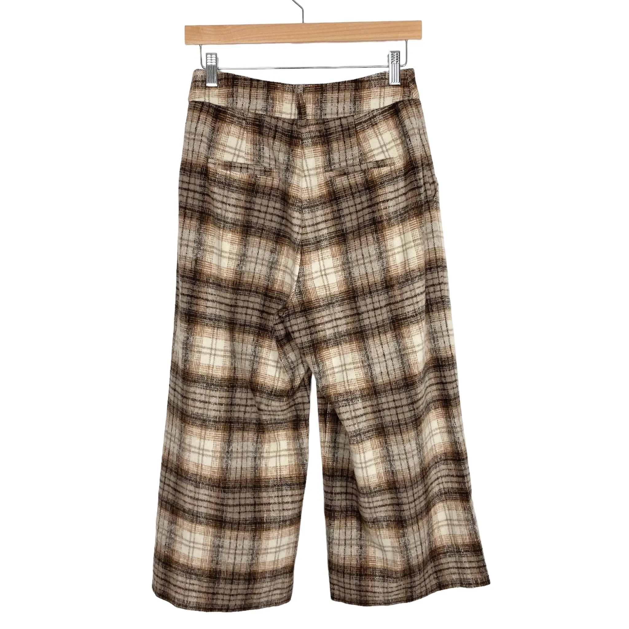 AURA Brown Plaid Cropped Pants- Size S (we have matching jacket, Inseam 20.5")