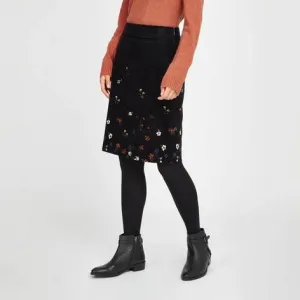 Autumn Placement Printed Velvet A-Line Skirt