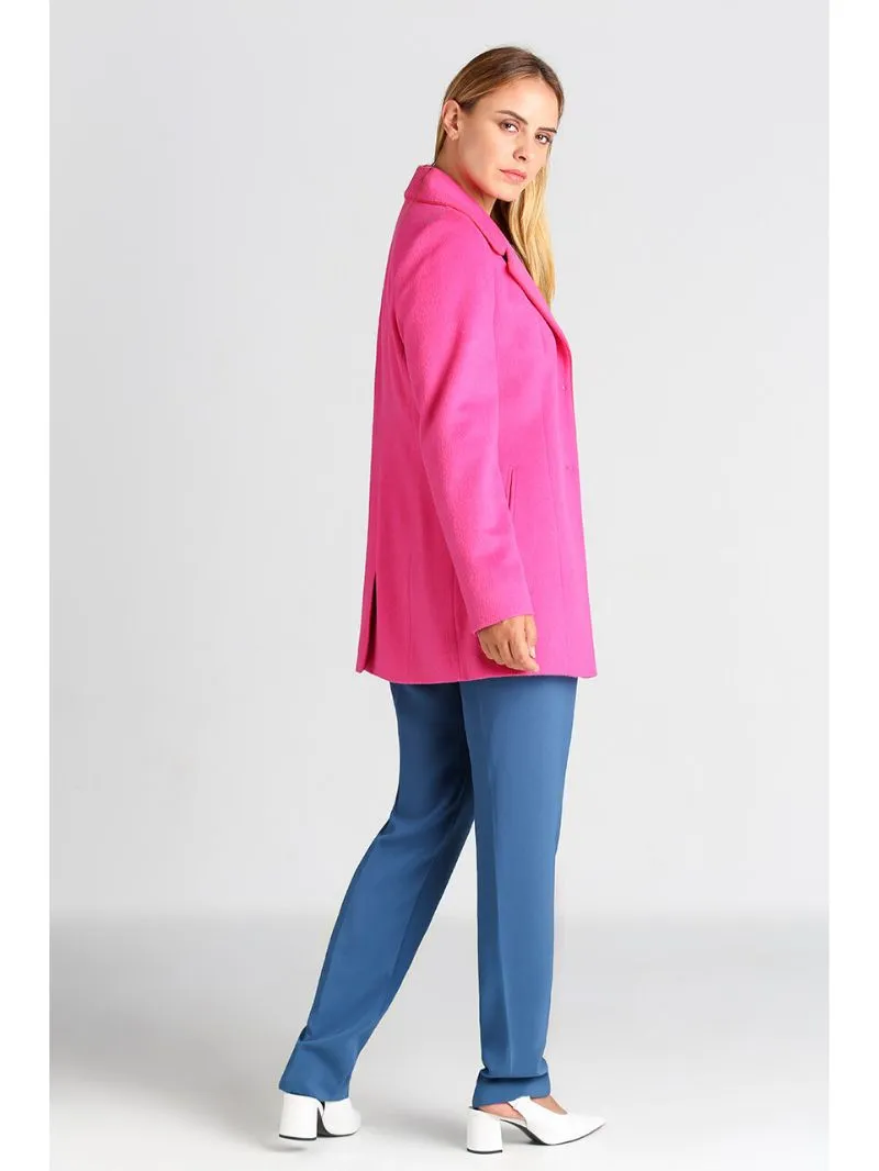 Baby Alpaca Classic Blazer Coat - Hot Pink