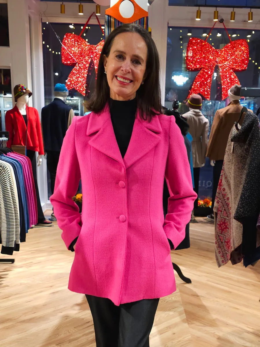 Baby Alpaca Classic Blazer Coat - Hot Pink