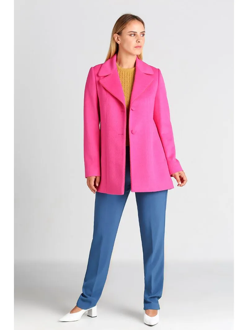 Baby Alpaca Classic Blazer Coat - Hot Pink