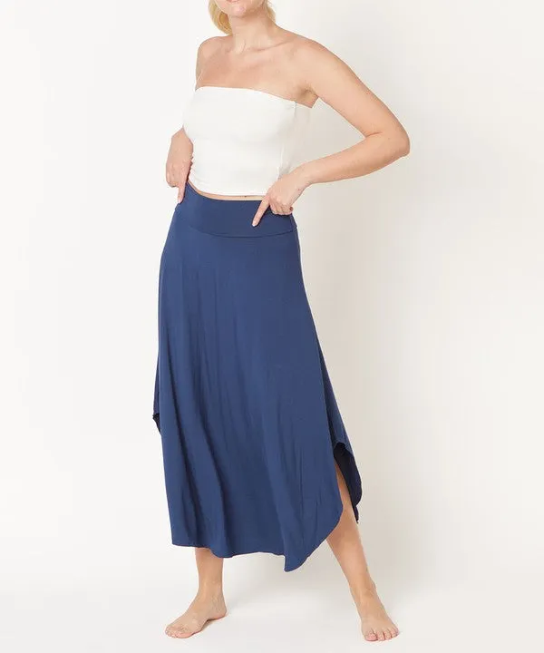 BAMBOO BAND WAIST MAXI SKIRT