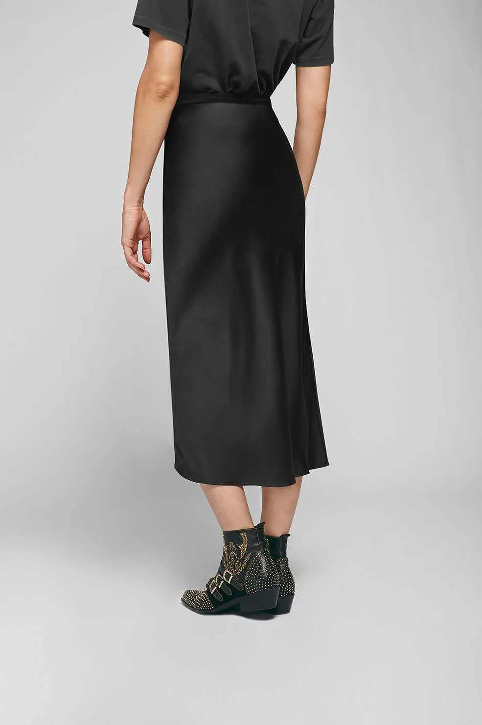 BAR SILK SKIRT - BLACK