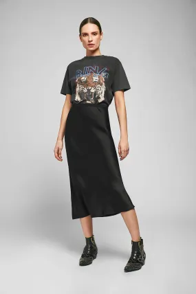 BAR SILK SKIRT - BLACK