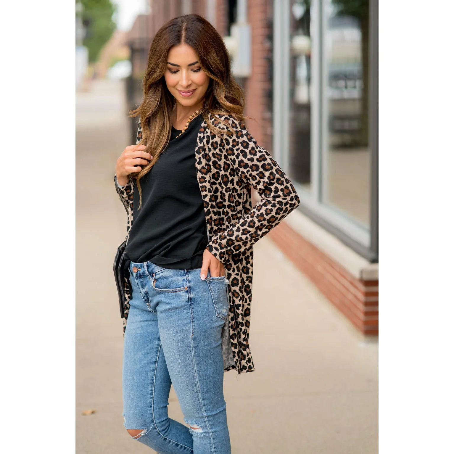 Basic Leopard Tunic Cardigan