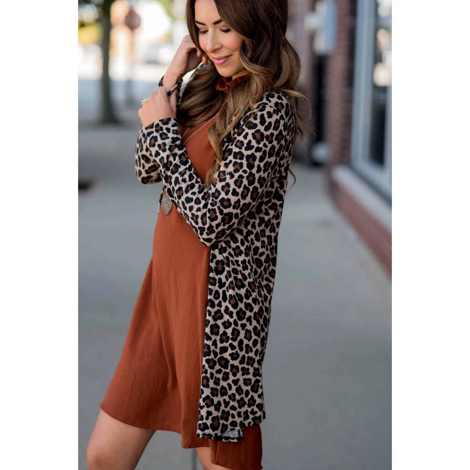 Basic Leopard Tunic Cardigan