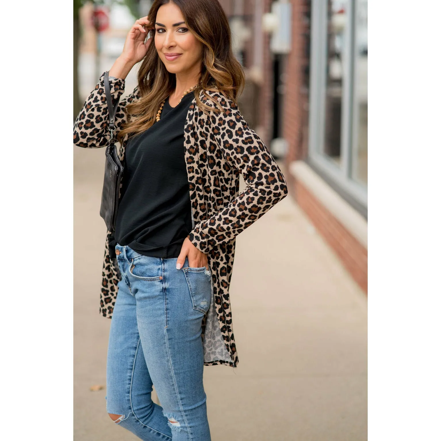 Basic Leopard Tunic Cardigan