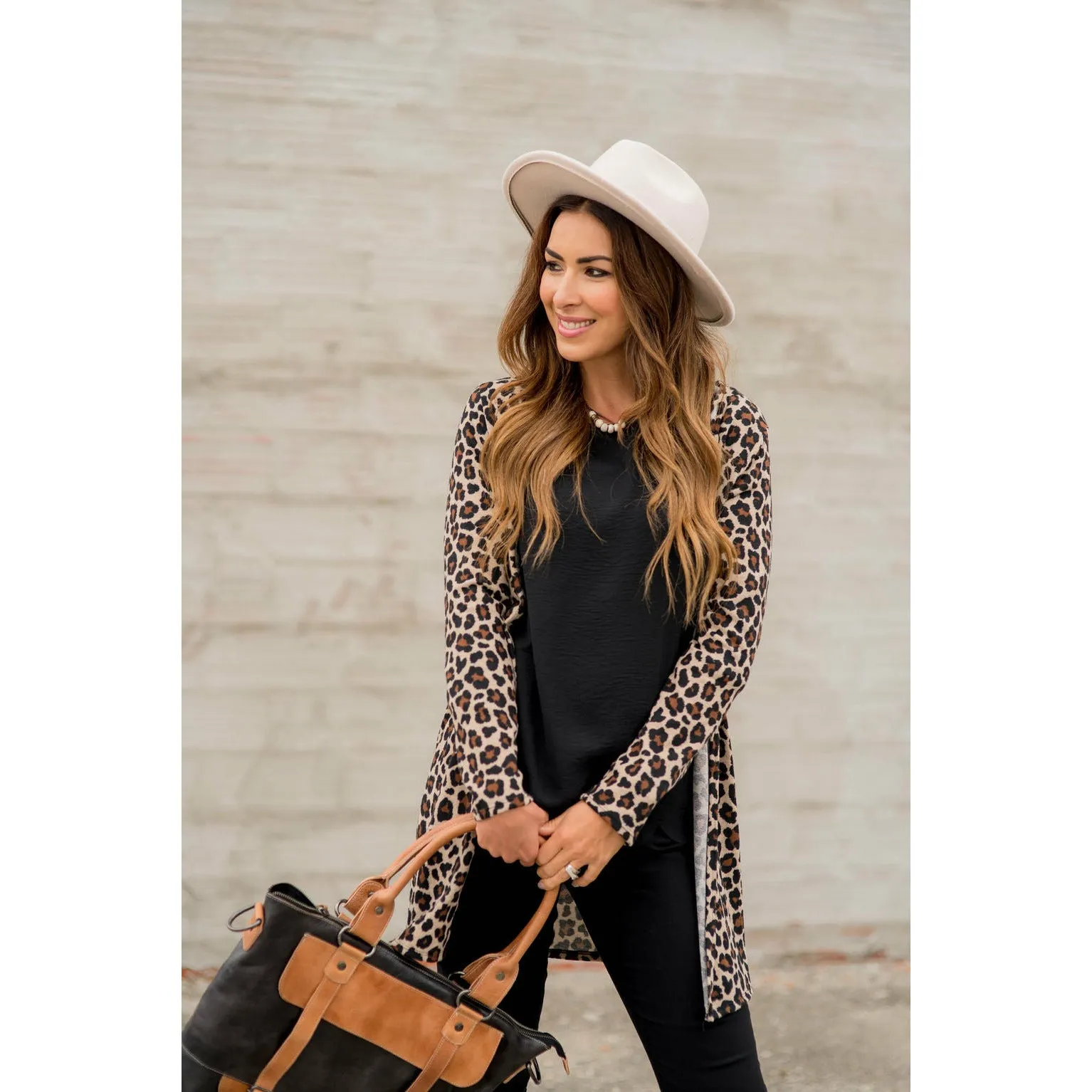 Basic Leopard Tunic Cardigan