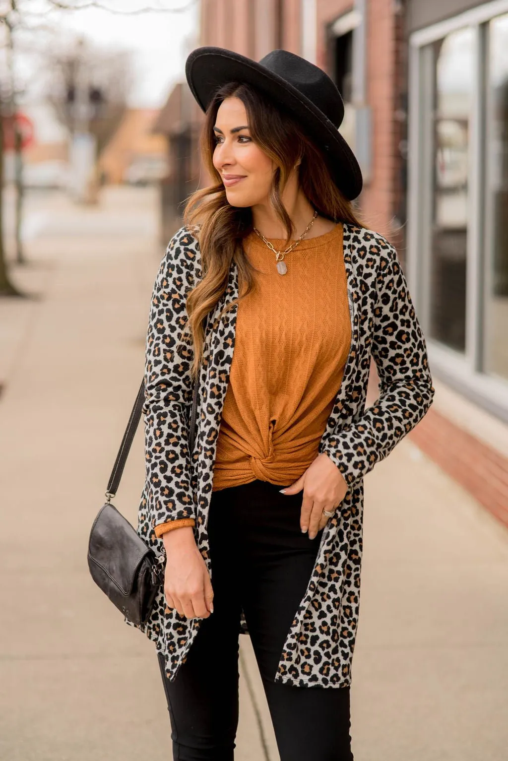 Basic Leopard Tunic Cardigan