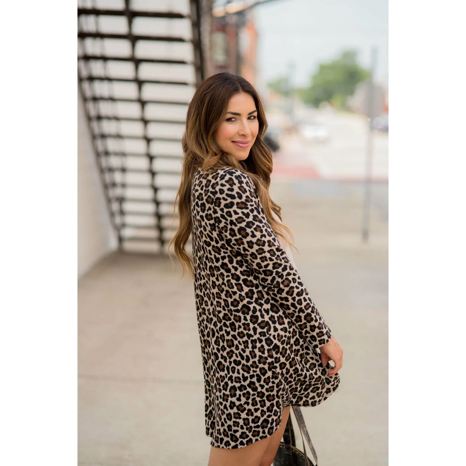 Basic Leopard Tunic Cardigan