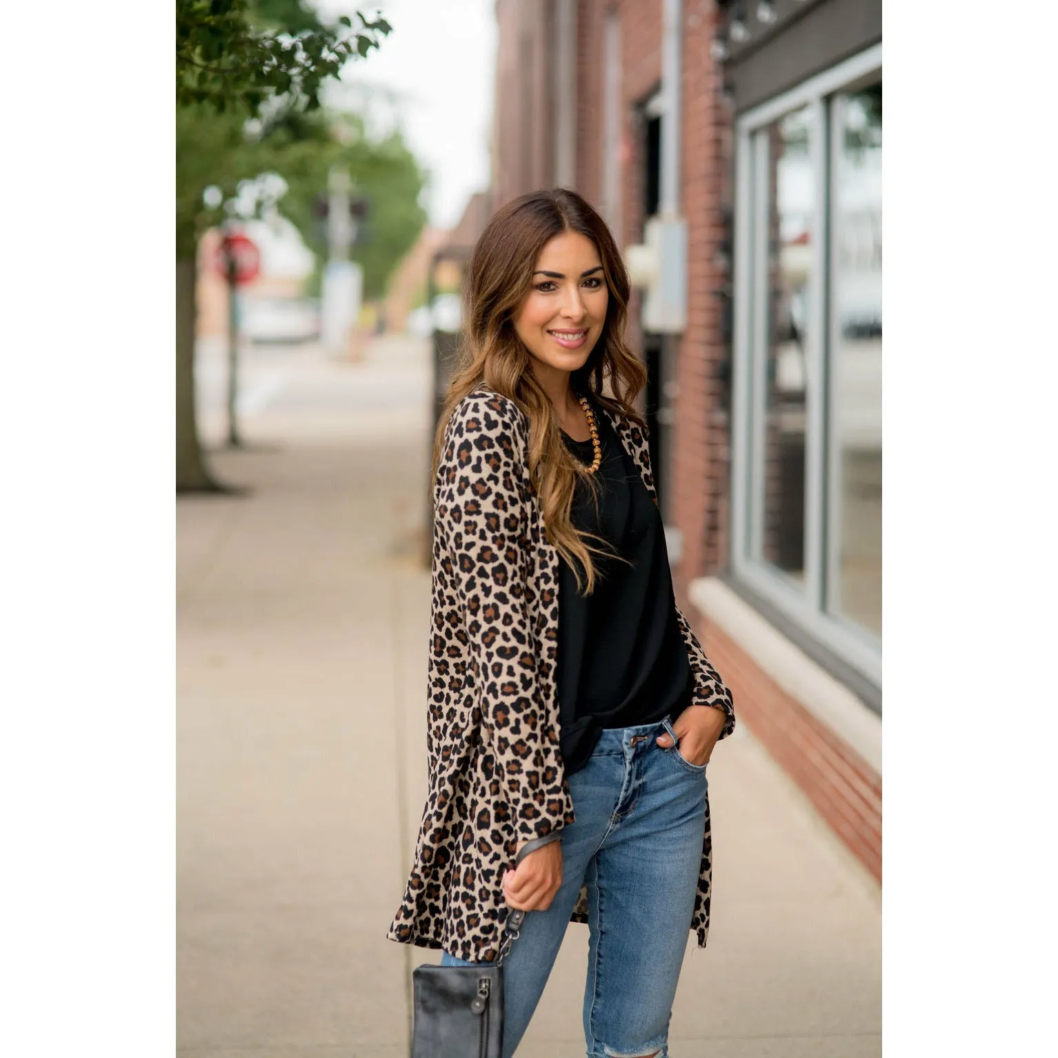 Basic Leopard Tunic Cardigan