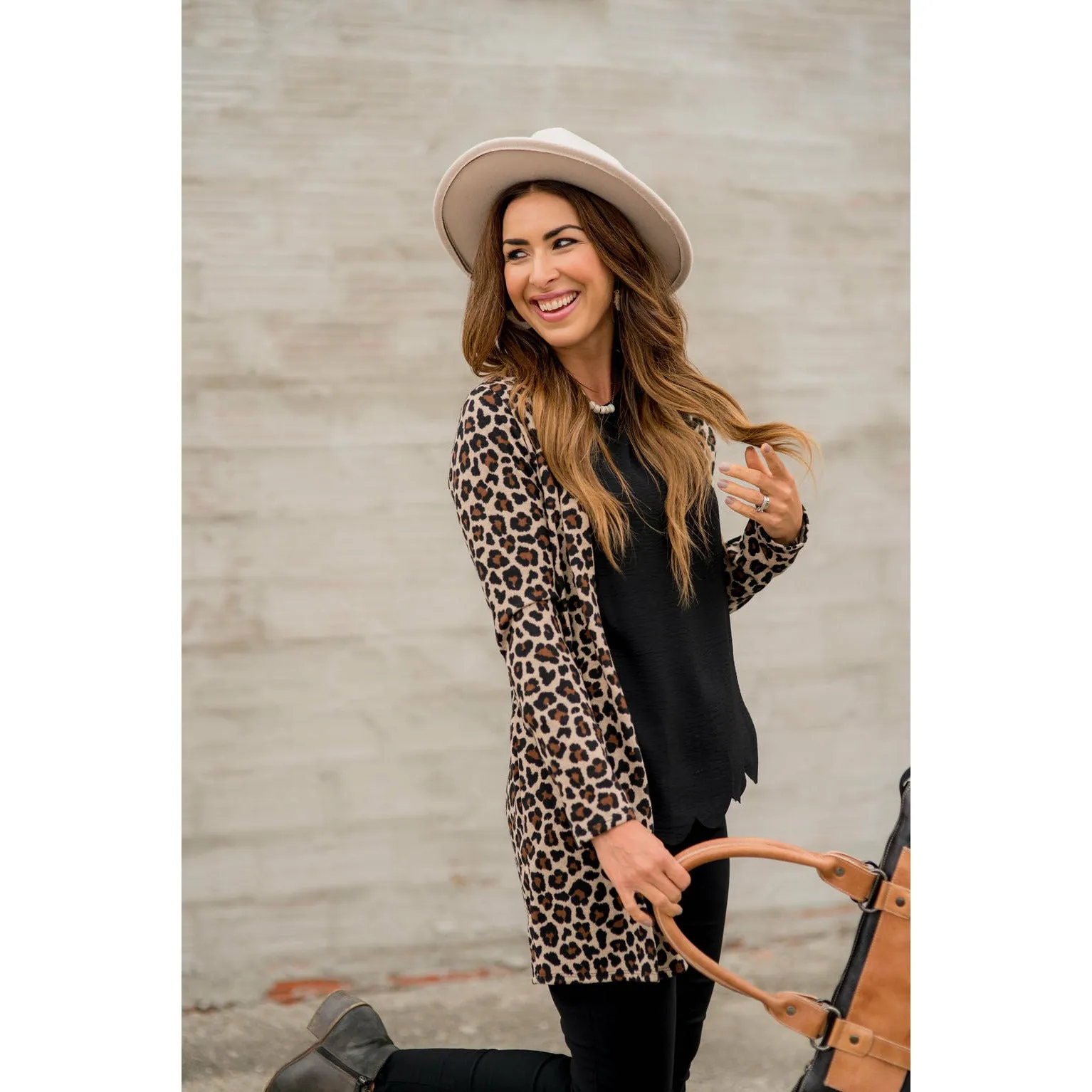 Basic Leopard Tunic Cardigan