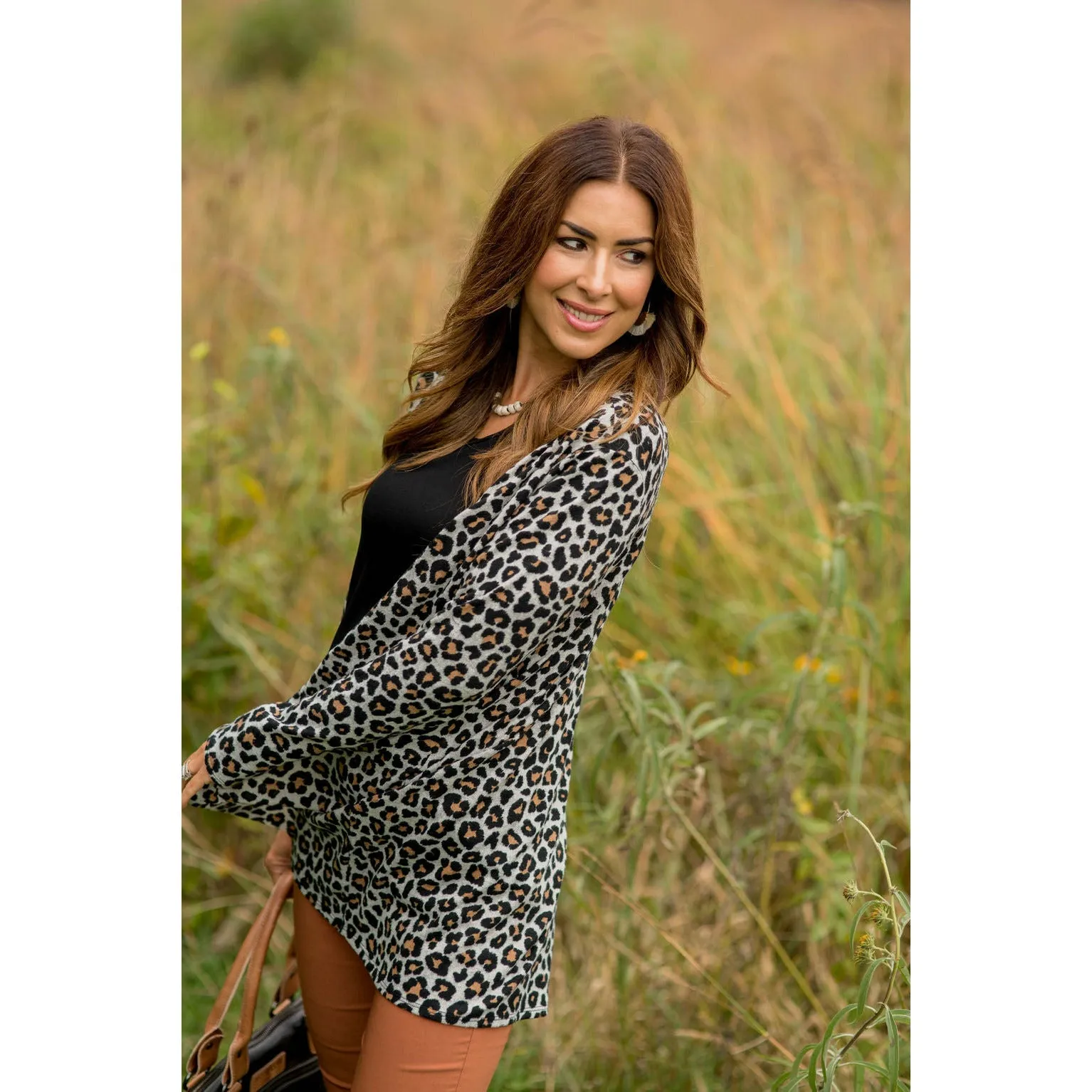 Basic Leopard Tunic Cardigan