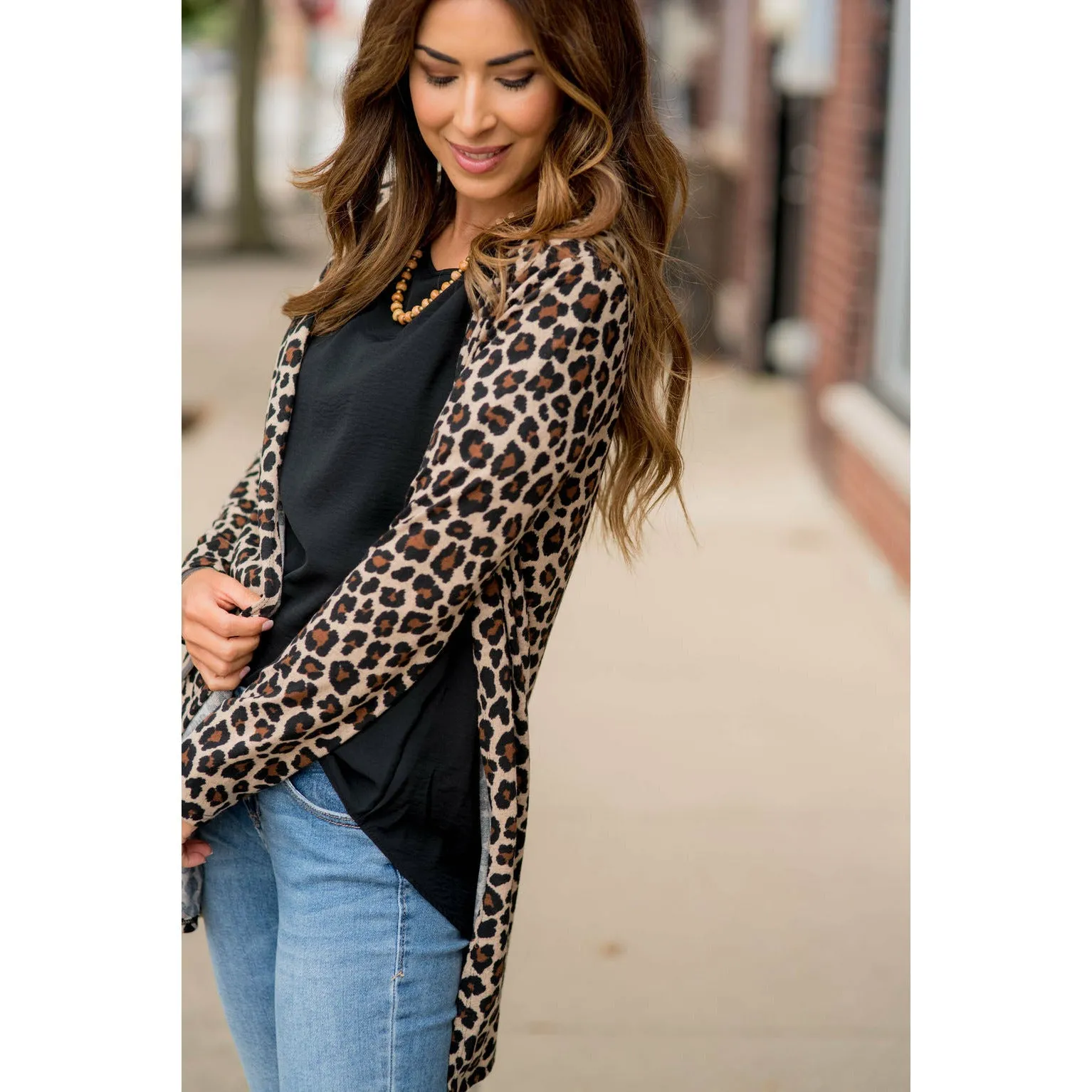 Basic Leopard Tunic Cardigan