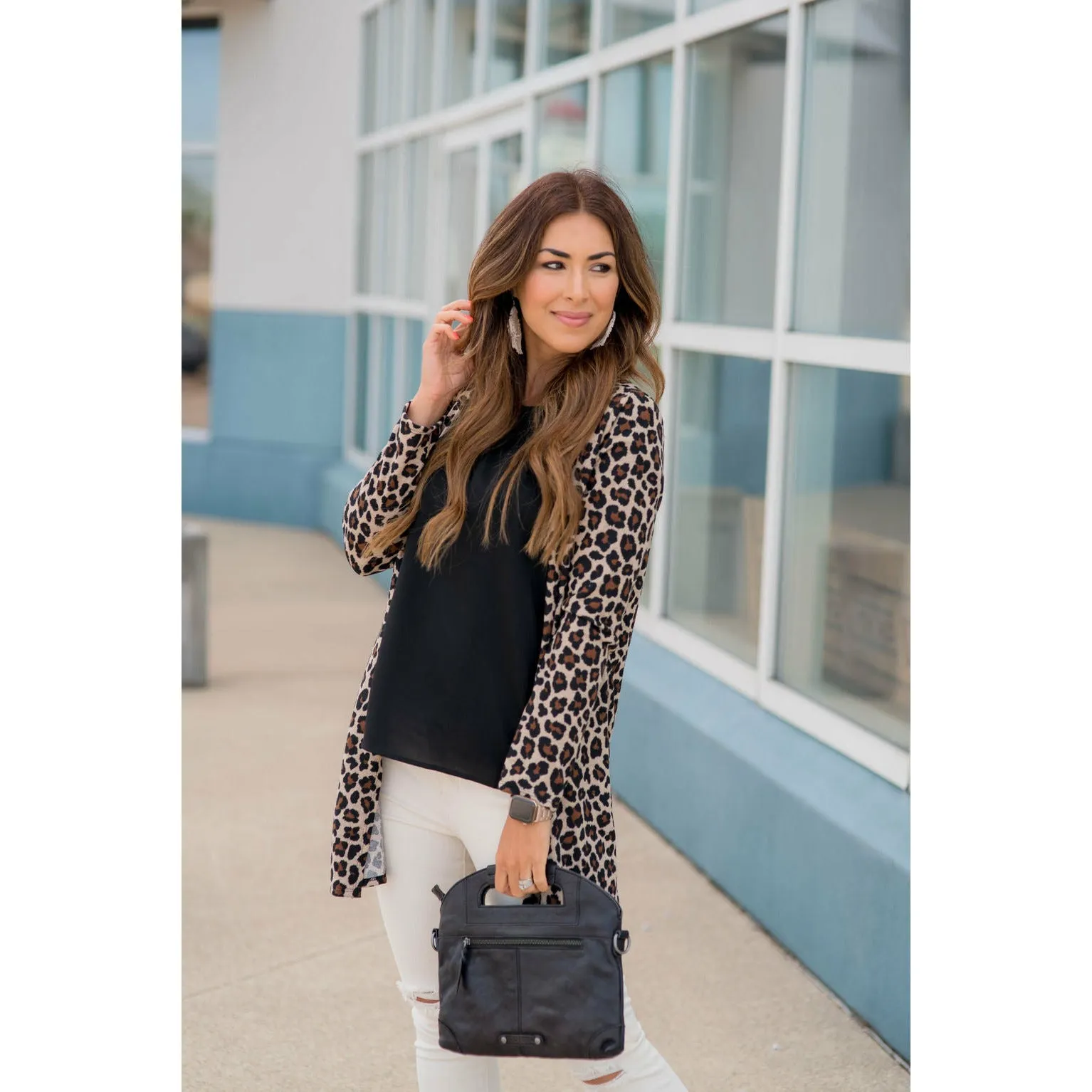 Basic Leopard Tunic Cardigan