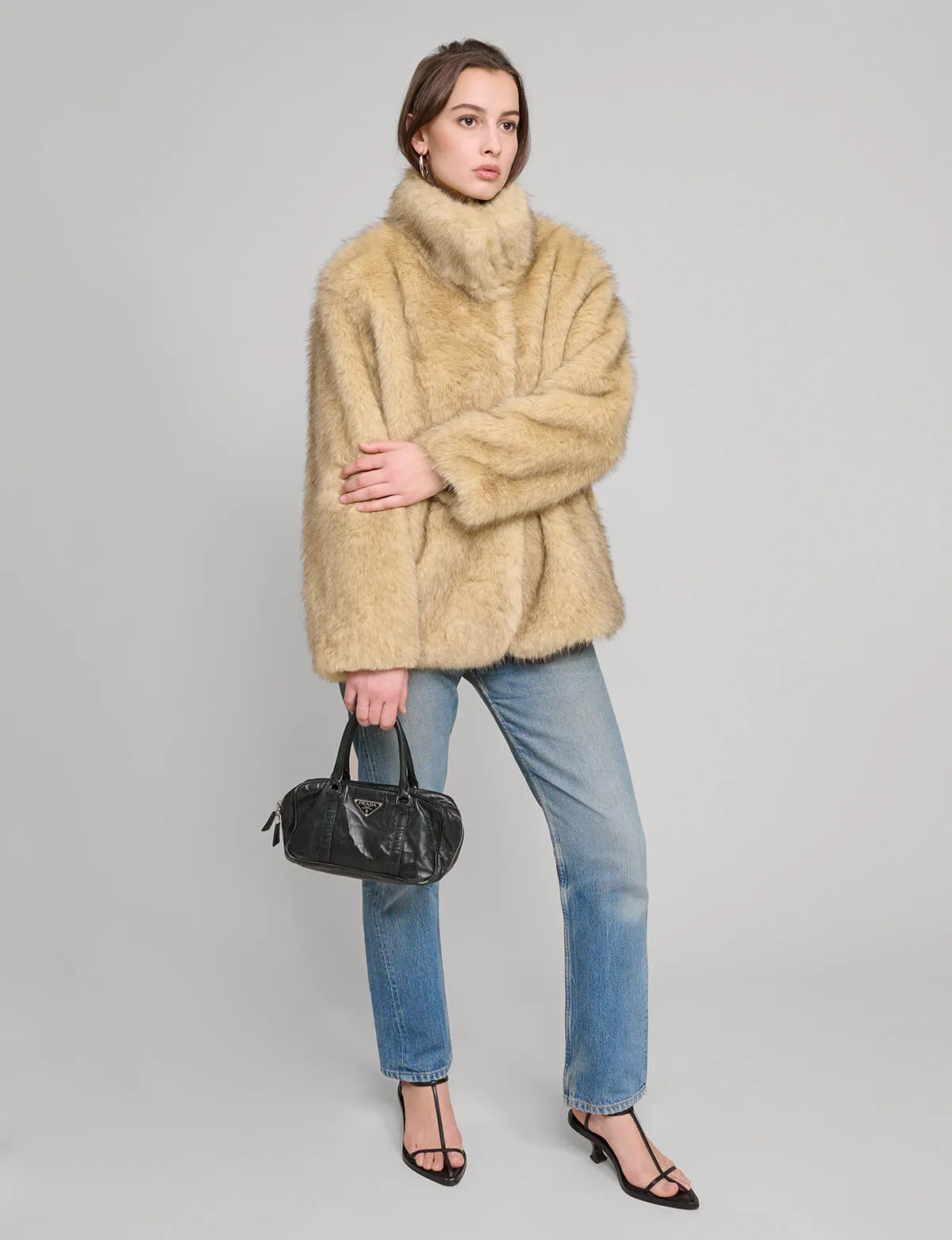 Beige Faux Fur Jacket