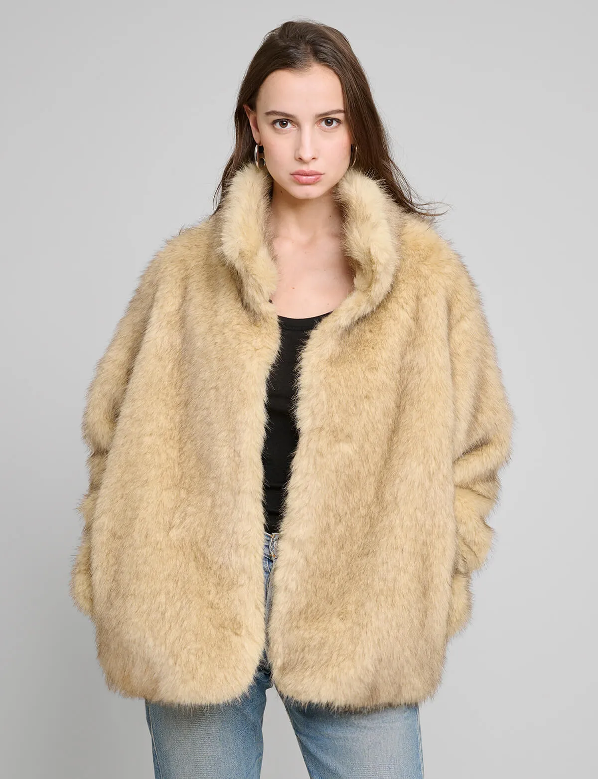 Beige Faux Fur Jacket