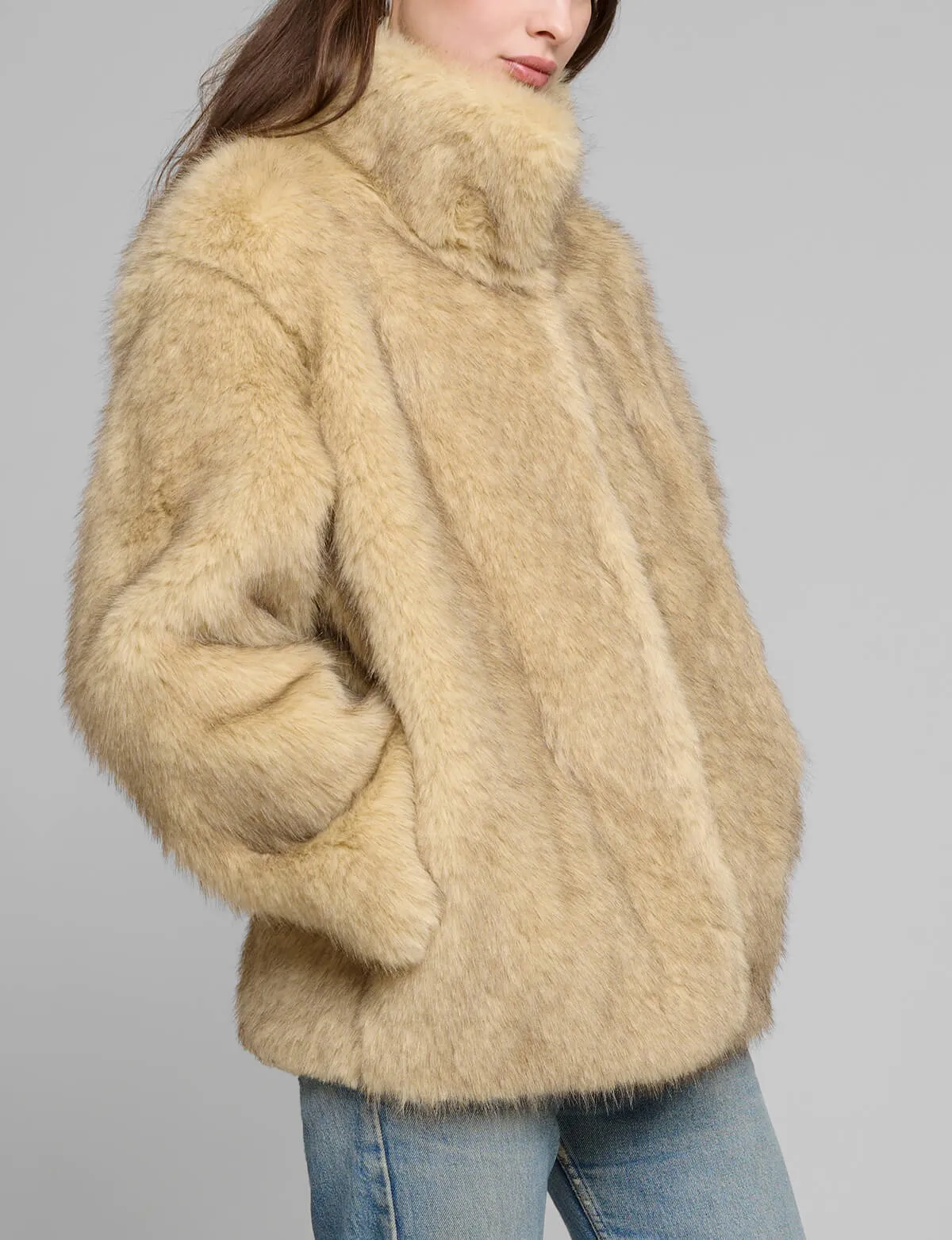 Beige Faux Fur Jacket