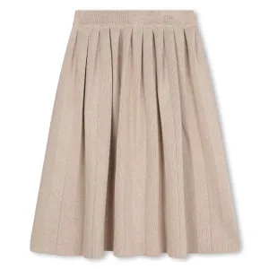 Beige Marl Pleated Skirt