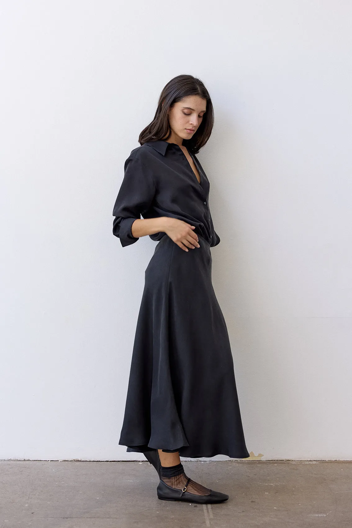 Bias Long Skirt Cupro - Ónix