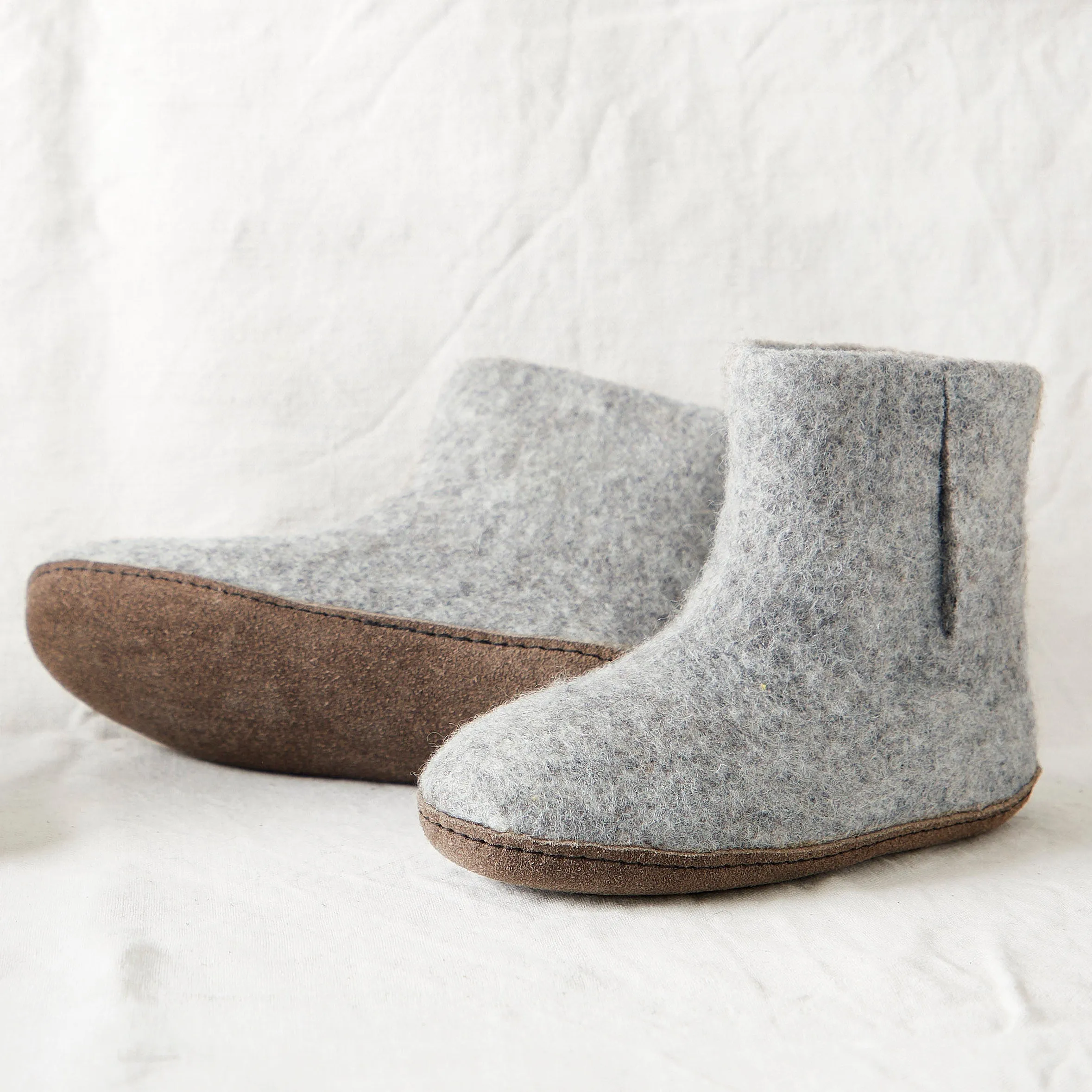 BIDI Handmade Felt Unisex Slipper Boot Suede Sole