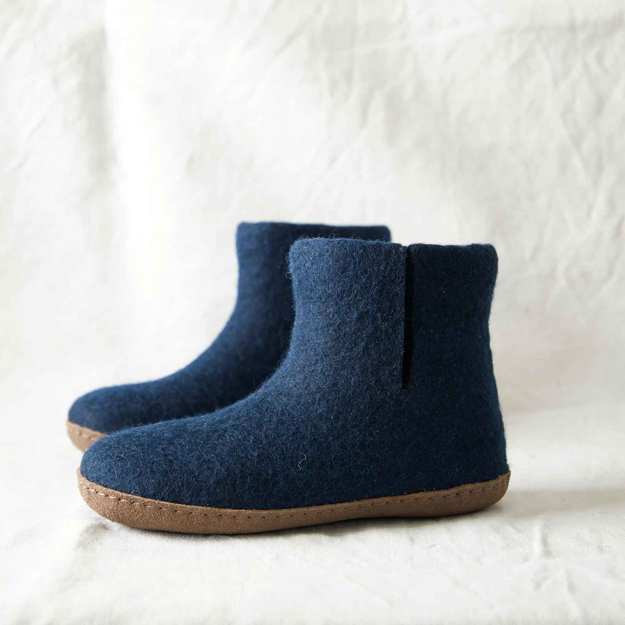 BIDI Handmade Felt Unisex Slipper Boot Suede Sole