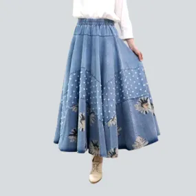 Bohemian light maxi denim skirt