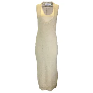 Brunello Cucinelli Beige Silk Lined Knit Maxi Dress