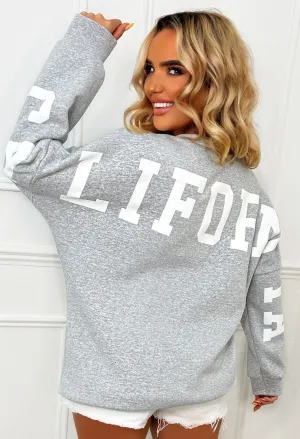 California Dreams Grey Marl California Oversized Crew Sweater