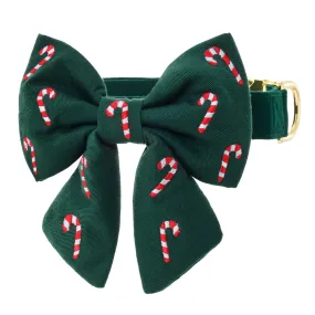 Candy Canes Embroidered Lady Bow Collar