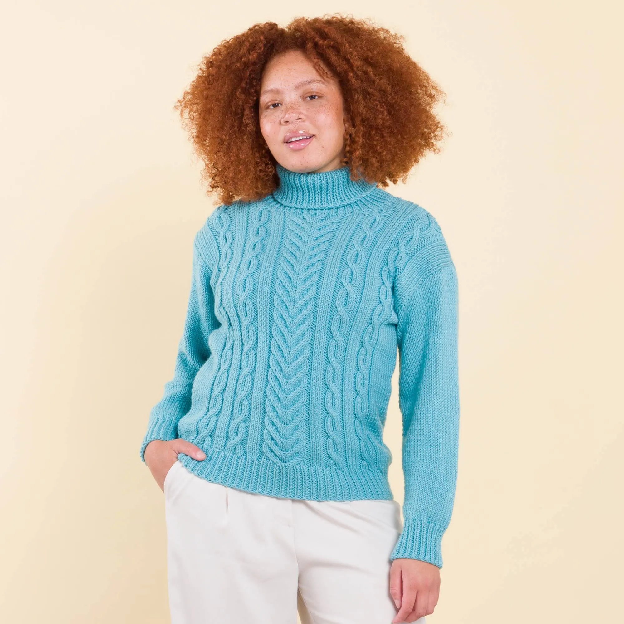 Caron Knit Cabled Pullover